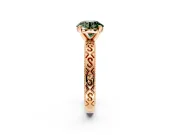 Solitaire Engagement Ring Setting for Fancy Green Round Cut Center with Scrollwork Band and Prong Head in Rose Gold