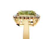 Starburst Halo Engagement Ring Setting for Fancy Yellow Emerald Cut Center with Flat Cathedral Band and Prong Head in Yellow Gold
