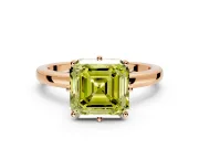 Solitaire Engagement Ring Setting for Fancy Yellow Asscher Cut Center with Plain Band and Tulip Prong Head in Rose Gold