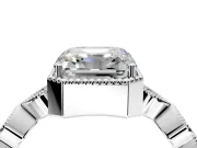 Vintage Station Engagement Ring Setting for Asscher Cut Center with Accents and Prong Head in Platinum