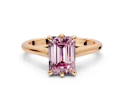 Solitaire Engagement Ring Setting for Fancy Pink Emerald Cut Center with Cathedral Band and Prong Head in Rose Gold