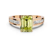 Solitaire Engagement Ring Setting for Fancy Yellow Emerald Cut Center with Princess Cut Channel Band and Prong Head in Rose Gold