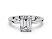 Solitaire Engagement Ring Setting for Emerald Cut Center with Open Cathedral Shoulders and Prong Head in Platinum