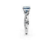Solitaire Engagement Ring Setting for Fancy Blue Princess Cut Center with Half-Pave Crossover Band and Prong Head in Platinum