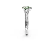 Solitaire Engagement Ring Setting for Fancy Green Pear-Shaped Center with Pave Rail Split Shank and Prong Head in White Gold