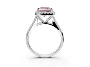 Halo Engagement Ring Setting for Fancy Pink Princess Cut Center with Square Band and Prong Head in Platinum