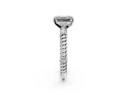 Rope Engagement Ring Setting for Emerald Cut Center with Accent Shoulders and Prong Head in Sterling Silver