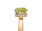 Hidden Halo Engagement Ring Setting for Fancy Yellow Cushion Cut Center with Wide Flat Plain Band and Prong Head in Rose Gold