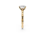 Solitaire Engagement Ring Setting for Radiant Cut Center with Bamboo Band and Prong Head in Yellow Gold