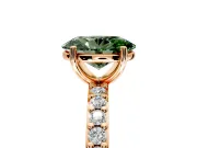 Solitaire Engagement Ring Setting for Fancy Green Oval Center with Round Cut Pave Band and Prong Head in Rose Gold