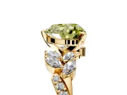 Solitaire Engagement Ring Setting for Fancy Yellow Heart-Shaped Center with Marquise Accent Twist Band and Prong Head in Yellow Gold