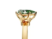 Solitaire Engagement Ring Setting for Fancy Green Pear-Shaped Center with Plain Band and Tulip Prong Head in Yellow Gold