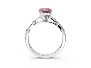 Baguette Engagement Ring Setting for Fancy Pink Radiant Cut Center with Alternating Bar-Set Band and Prong Head in Platinum