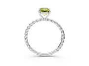 Solitaire Engagement Ring Setting for Fancy Yellow Emerald Cut Center with Plain Twisted Rope Band and Prong Head in White Gold