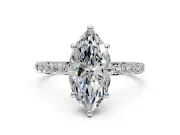 Solitaire Engagement Ring Setting for Marquise Center with Pave Accents and Prong Head in White Gold