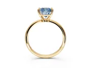 Minimalist Solitaire Engagement Ring Setting for Fancy Blue Cushion Cut Center with Thin Band and Prong Head in Yellow Gold