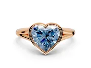 Solitaire Engagement Ring Setting for Fancy Blue Heart-Shaped Center with V Split Shank and Bezel Head in Rose Gold