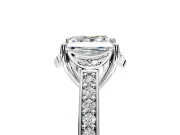Floral Engagement Ring Setting for Princess Cut Center with Four Accent Clusters and Prong Head in Sterling Silver