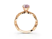 Solitaire Engagement Ring Setting for Fancy Pink Oval Center with Marquise Panel Band and Prong Head in Rose Gold