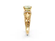 Solitaire Engagement Ring Setting for Fancy Yellow Princess Cut Center with Filigree Accent Basket and Prong Head in Yellow Gold
