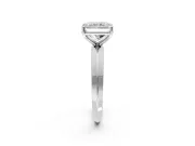 Solitaire Engagement Ring Setting for Radiant Cut Center with Wide Knife Ridge Band and Prong Head in Platinum