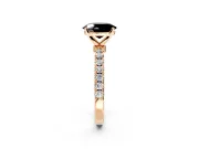 Open Basket Engagement Ring Setting for Fancy Black Oval Center with Pave Band and Prong Head in Rose Gold