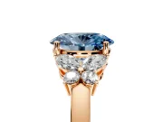 Solitaire Engagement Ring Setting for Fancy Blue Oval Center with Marquise Flower Shoulders and Prong Head in Rose Gold
