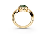 Halo Engagement Ring Setting for Fancy Green Round Cut Center with Tapered Plain Band and Prong Head in Yellow Gold