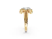 Solitaire Engagement Ring Setting for Pear-Shaped Center with Twisted Band and Scroll Prong Head in Yellow Gold