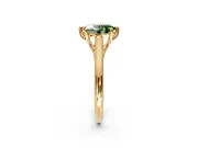 Solitaire Engagement Ring Setting for Fancy Green Oval Center with Cathedral Band and Prong Head in Yellow Gold