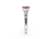5 Stone Engagement Ring Setting for Fancy Pink Radiant Cut Center with Graduated Accents and Prong Head in Sterling Silver