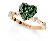Solitaire Engagement Ring Setting for Fancy Green Heart-Shaped Center with Bezel Station Band and Prong Head in Rose Gold