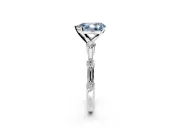 Solitaire Engagement Ring Setting for Fancy Blue Pear-Shaped Center with Bezel Station Band and Prong Head in Sterling Silver