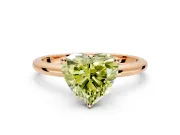 Hidden Halo Engagement Ring Setting for Fancy Yellow Heart-Shaped Center with Thin Round-Wire Band and Prong Head in Rose Gold