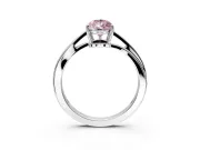 Solitaire Engagement Ring Setting for Fancy Pink Pear-Shaped Center with Plain Bypass Twist Band and Prong Head in White Gold