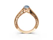 Solitaire Engagement Ring Setting for Fancy Blue Marquise Center with Engraved Pave Band and Prong Head in Rose Gold