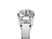 3 Stone Engagement Ring Setting for Round Cut Center with Matching Side Accents and Prong Head in Platinum