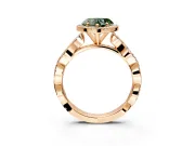 Halo Engagement Ring Setting for Fancy Green Heart-Shaped Center with Pave and Plain Twist Band and Prong Head in Rose Gold