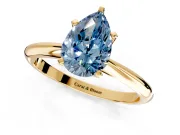 Solitaire Engagement Ring Setting for Fancy Blue Pear-Shaped Center with Knife Ridge Band and Claw Prong Head in Yellow Gold