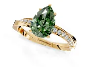 Side Accent Engagement Ring Setting for Fancy Green Pear-Shaped Center with Accent Shoulders and Prong Head in Yellow Gold
