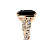 Solitaire Engagement Ring Setting for Fancy Black Emerald Cut Center with Twisted Pave Split Shank and Prong Head in Rose Gold