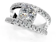 Solitaire Engagement Ring Setting for Cushion Cut Center with Wide-Open Split Shank and Prong Head in Sterling Silver