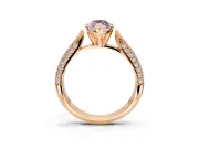 Solitaire Engagement Ring Setting for Fancy Pink Marquise Center with Multi-Row Accents and Prong Head in Rose Gold