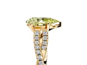 Solitaire Engagement Ring Setting for Fancy Yellow Pear-Shaped Center with Twisted Pave Split Shank and Prong Head in Yellow Gold