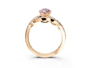 Solitaire Engagement Ring Setting for Fancy Pink Pear-Shaped Center with Pave Bypass Twist Band and Prong Head in Rose Gold