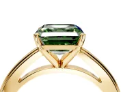 Solitaire Engagement Ring Setting for Fancy Green Asscher Cut Center with Flat-Sided Plain Band and Prong Head in Yellow Gold