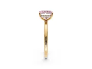 Solitaire Engagement Ring Setting for Fancy Pink Radiant Cut Center with Plain Band, Open Basket and Prong Head in Yellow Gold