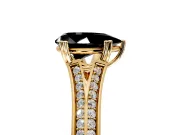 Solitaire Engagement Ring Setting for Fancy Black Pear-Shaped Center with Pave Rail Split Shank and Prong Head in Yellow Gold