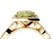 Halo Engagement Ring Setting for Fancy Yellow Princess Cut Center with Pave and Plain Twist Band and Prong Head in Yellow Gold