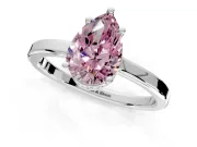 Hidden Halo Engagement Ring Setting for Fancy Pink Pear-Shaped Center with Wide Flat Plain Band and Prong Head in Sterling Silver